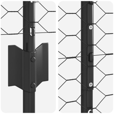 vidaXL Πόδια Φράχτη 22 τεμ U-Channel Γκρίζο 150cm Χάλυβας, vidaXL Εξαγωνικός Φράχτης Γκίζος 1.5x50 μ Χάλυβας