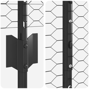 vidaXL Στήλες Φράχτη 22 τμχ Γκρι 160cm Ατσάλι, vidaXL Γκρι Εξαγώνιος Φράχτης 1.6x50 μ Ατσάλι