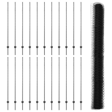 vidaXL Στυλώματα Περίφραξης 22 τεμ U-Channel 160cm Γκρι Χάλυβας, vidaXL Εξαγωνική Περίφραξη Γκρι 1,6x50 μ Χάλυβας