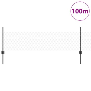 Πόλοι Φράχτη vidaXL 11 τεμ U-Channel Γκρι 60cm Χάλυβας, Φράκτης Εξαγωνικού Σχήματος vidaXL Γκρι 0.5x100 μ Χάλυβας