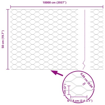 vidaXL Στήλες Φράχτη 11 τμχ U-Channel Γκρι 60cm Χάλυβα, vidaXL Εξαγωνικός φράχτης Γκρι 0,5x100 μ Χάλυβα