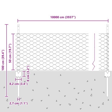 vidaXL Στήλες Φράχτη 11 τμχ U-Channel Γκρι 60cm Χάλυβα, vidaXL Εξαγωνικός φράχτης Γκρι 0,5x100 μ Χάλυβα