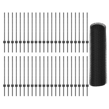 Posts Φράκτη vidaXL 11 τεμ U-Channel Γκρι 80cm Χάλυβα, Εξαγωνικός Φράκτης vidaXL Γκρι 0.8x100 μ Χάλυβας