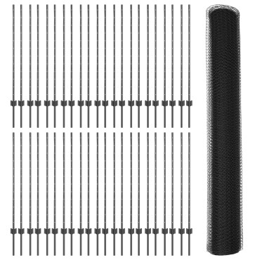 vidaXL Στηλοβάτες φράχτη 22 τεμ U-Channel Γκρι 120cm Ατσάλι, vidaXL Πολυγωνικός Φράκτης Γκρι 1.2x100 μ Ατσάλι