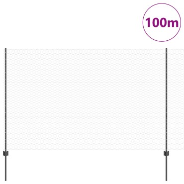 Φράχτες vidaXL 22 τμχ U-Channel Γκρι 150cm Χάλυβας, Εξαγωνικός Φράχτης vidaXL Γκρι 1.5x100 μ Χάλυβας