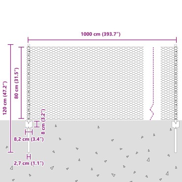 vidaXL Πόλοι Φράχτη 5 τεμ U-Channel 80 εκ Γαλβανισμένο Ατσάλι, vidaXL Εξαγωνικός Φράχτης 0.8x10 μ Γαλβανισμένο Ατσάλι