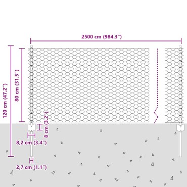 vidaXL Σιλικότσακος 11 τμχ U-Channel 80cm Γαλβανισμένο Ατσάλι, vidaXL Εξαγωνικός Φράχτης 0.8x25 μ Γαλβανισμένο Ατσάλι