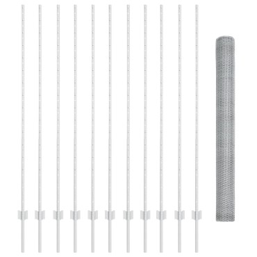 Φράχτες vidaXL 22 pcs U-Channel 160cm Γαλβανισμένο Ατσάλι, Εξαγωνικός Φράχτης vidaXL 1.6x25 μ Γαλβανισμένο Ατσάλι
