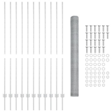 Φράχτες vidaXL 22 pcs U-Channel 160cm Γαλβανισμένο Ατσάλι, Εξαγωνικός Φράχτης vidaXL 1.6x25 μ Γαλβανισμένο Ατσάλι
