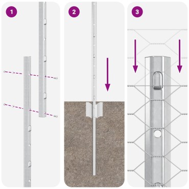 Φράχτες vidaXL 22 pcs U-Channel 160cm Γαλβανισμένο Ατσάλι, Εξαγωνικός Φράχτης vidaXL 1.6x25 μ Γαλβανισμένο Ατσάλι