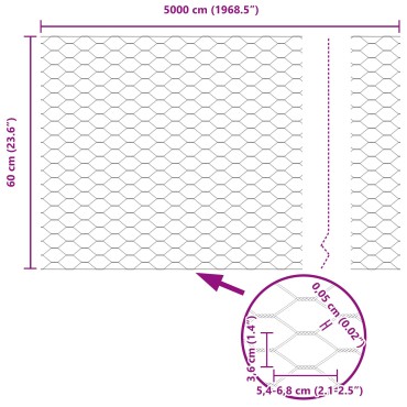 Τίτλοι Φράκτη vidaXL 11 τμχ U-Channel 60cm Γαλβανισμένο Ατσάλι, Φράκτης vidaXL Εξαγωνικός 0,6x50 μ Γαλβανισμένο Ατσάλι