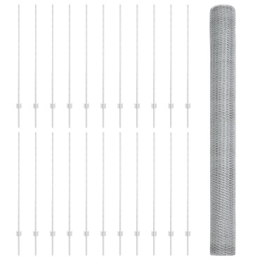 Φράχτες vidaXL 22 τμχ U-Channel 140cm Γαλβανισμένος Χάλυβας, Φράχτης vidaXL Εξαγωνικός 1,4x50 μ Γαλβανισμένος Χάλυβας