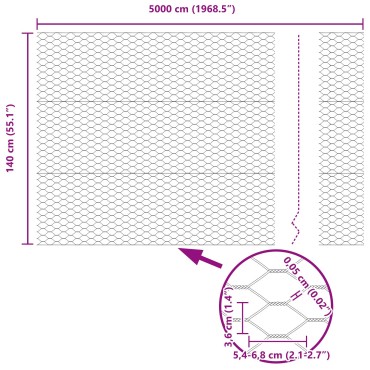 vidaXL Στηλοί Φράχτη 22 τεμ U-Channel 140cm Γαλβανισμένος χάλυβας, vidaXL Εξαγωνικός φράχτης 1,4x50 μ Γαλβανισμένος χάλυβας