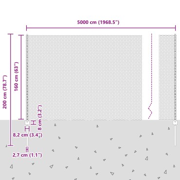 Πόστοι περίφραξης vidaXL 22 τμχ U-Channel 160cm Γαλβανισμένο Ατσάλι, Εξαγωνική περίφραξη vidaXL 1,6x50 m Γαλβανισμένο Ατσάλι