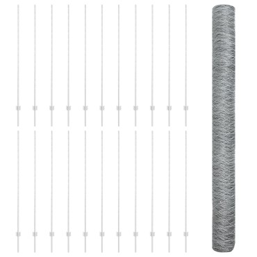Φράχτες vidaXL 22 τεμ U-Channel 160cm Γαλβανισμένος Χάλυβας, Φράχτης Εξαγωνικός vidaXL 1.6x50 μ Γαλβανισμένος Χάλυβας