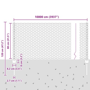 vidaXL Στήλες Φράχτη 11 τμχ U-Channel 80cm Γαλβανισμένο Χάλυβα, vidaXL Εξαγωνικός Φράχτης 0,8x100 μ Γαλβανισμένος Χάλυβας