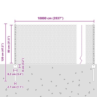 vidaXL Στύλοι Φράκτη 11 τεμ U-Channel 80cm Γαλβανισμένος Χάλυβας, vidaXL Εξαγωνικός Φράκτης 0.8x100 μ Γαλβανισμένος Χάλυβας