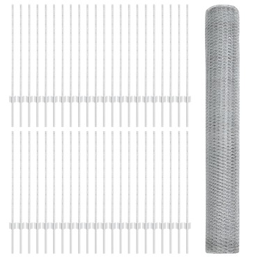 VidaXL Φράκτες 22 τεμ U-Channel 100cm Γαλβανισμένο Ατσάλι, VidaXL Hexagon Φράχτης 1x100 μ Γαλβανισμένο Ατσάλι