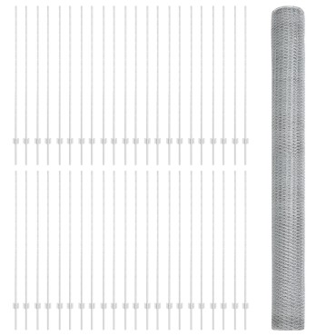 vidaXL Φράχτες 22 τμχ U-Channel 150cm Γαλβανισμένο Ατσάλι, vidaXL Εξαγωνικός Φράχτης 1.5x100 μ Γαλβανισμένο Ατσάλι