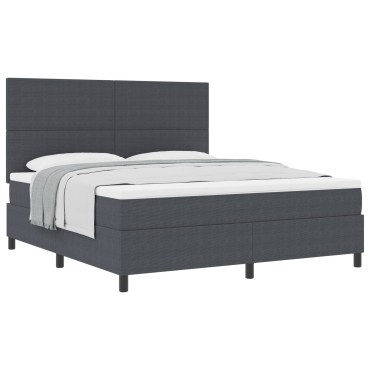 vidaXL Κρεβάτι Box Spring με Στρώμα Σκούρο Γκρι Ύφασμα Βελουτέ