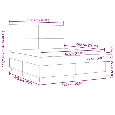 vidaXL Κρεβάτι Box Spring με Στρώμα Σκούρο Γκρι Ύφασμα Βελουτέ