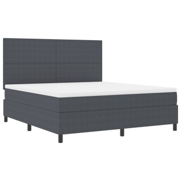 vidaXL Κρεβάτι Box Spring με Στρώμα Σκούρο Γκρι Ύφασμα Βελουτέ