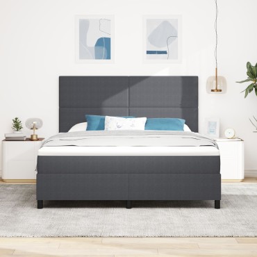 vidaXL Κρεβάτι Box Spring με Στρώμα Σκούρο Γκρι Ύφασμα Βελουτέ
