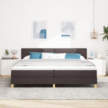 vidaXL Κρεβάτι Σκηνής με Στρώμα Σκούρο Καφέ 200x200 εκ. Υφάσματος