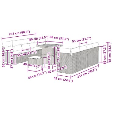 vidaXL Σετ Καναπέ Κήπου 11 τεμ. με Μαξιλάρια Μαύρο Πολυρατάν Ακακία, vidaXL 2θέσιος Καναπές Κήπου με Μαξιλάρια Μαύρο Πολυρατάν, vidaXL Σετ Γευμάτων Κήπου 3 τεμ. με Μαξιλάρια Μαύρο Πολυρατάν Ακακία