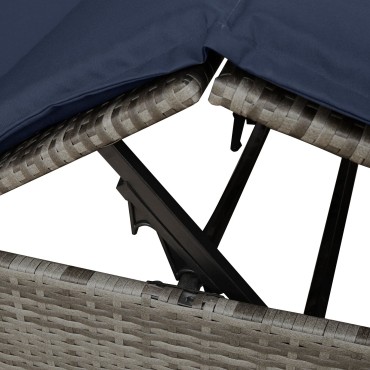 vidaXL Διπλή ξαπλώστρα Μαύρο 205x129x200cm συνθετικό ρατάν