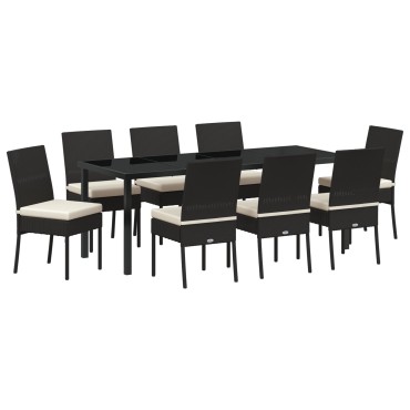 vidaXL Σετ 9 Τεμαχίων DINING Κήπου  Μαύρο Πολυρατάν