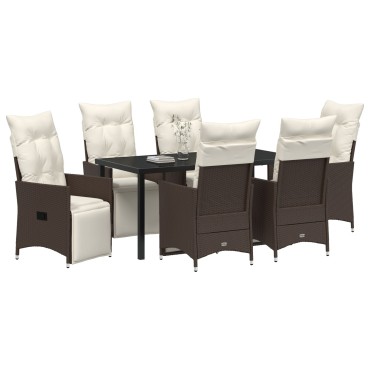 vidaXL Σετ 4 Καφέ PE rattan Μοναδικός Καναπές Ρυθμιζόμενα Υποπόδια