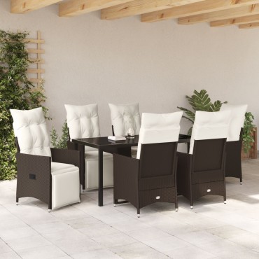vidaXL Σετ 4 Καφέ PE rattan Μοναδικός Καναπές Ρυθμιζόμενα Υποπόδια