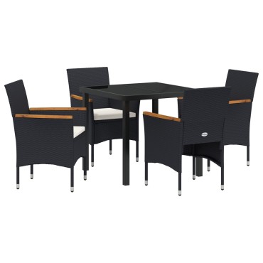 vidaXL Σετ κήπου 5 κομματιών  Μαύρο Poly Rattan