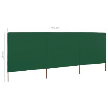 vidaXL Προστατευτικό Αέρα με 3 Πάνελ Πράσινο 400 x 160 εκ. Υφασμάτινο