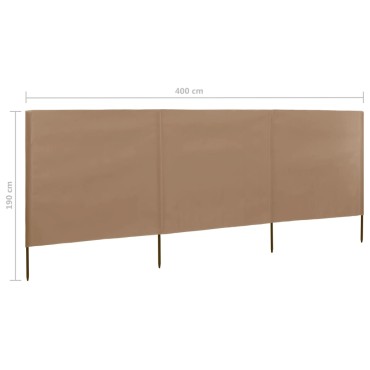 vidaXL Προστατευτικό Αέρα με 3 Πάνελ Taupe 400 x 160 εκ. Υφασμάτινο