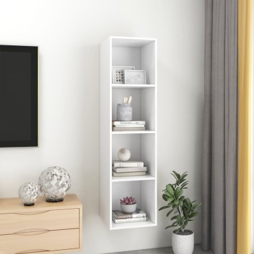 vidaXL Έπιπλο Τηλεόρασης Κρεμαστό Λευκό 37x37x142,5cm από Επεξ. Ξύλο