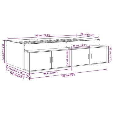 vidaXL Κρεβάτι Αποθήκευσης Sonoma Oak 90x190 εκ.