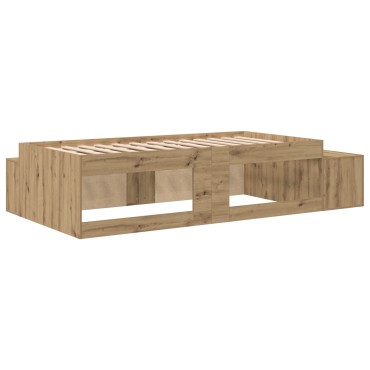vidaXL Κρεβάτι αποθήκευσης από δρύινο ξύλο 75x190 εκ.