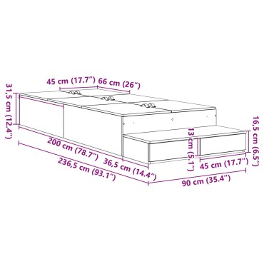 vidaXL κρεβάτι αποθήκευσης  Artisan Oak Επεξεργασμένο ξύλο