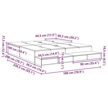 vidaXL Κρεβάτι Αποθήκευσης Artisan Oak 180x200 εκ.