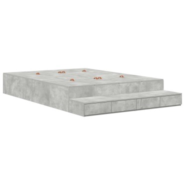 vidaXL Κρεβάτι Αποθήκευσης Σκυρόδεμα Γκρι 140x190 εκ.