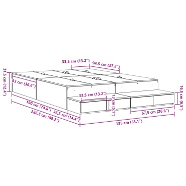 vidaXL Κρεβάτι Αποθήκευσης Καπνιστή Δρυς 135x190 εκ.