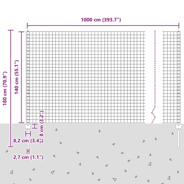 vidaXL Ευρωπαϊκό Φράγμα με 5 U Posts Πράσινο 1.4x10 μ Ατσάλι