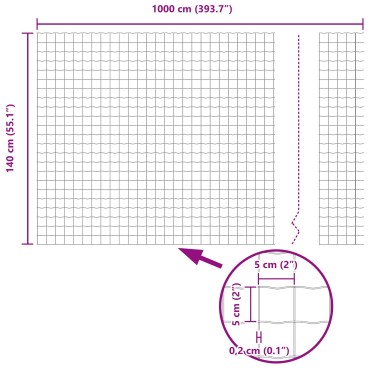 vidaXL Ευρωπαϊκό Φράγμα με 5 U Posts Πράσινο 1.4x10 μ Ατσάλι
