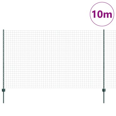vidaXL Ευρωπαϊκό Φράγμα με 5 U Posts Πράσινο 1.4x10 μ Ατσάλι
