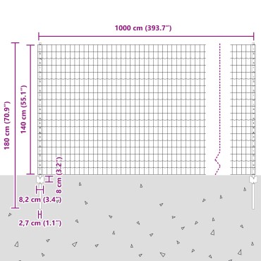 vidaXL Φράχτης  Euro με 5 U Posts Πράσινος 1.4x10 μ Ατσάλι