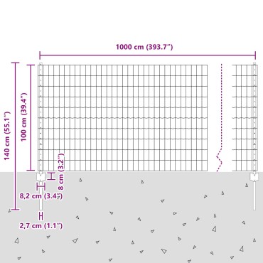 vidaXL Φράχτης  Euro με 5 Posts Πράσινο 1x10 μ Ατσάλι