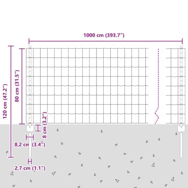 vidaXL Φράκτης  Euro με 5 πόλους U, Πράσινος, 0.8x10 μ Ατσάλι