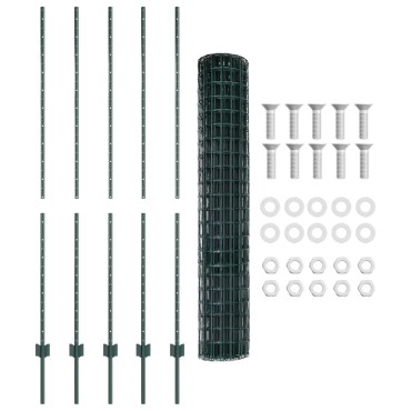 vidaXL Euro Fence με 5 U Posts Πράσινο 1.6x10 μ Χάλυβας